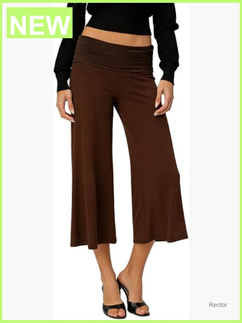 Low Rise Gaucho Flare Capri Yoga Pants Foldover Waist Cropped Trousers